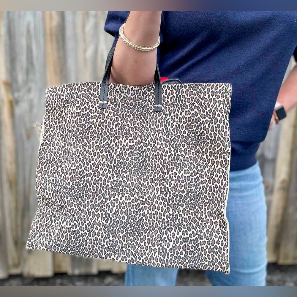 Clare V. $555 Simple Suede Tote in Mini Cat Cheetah Print